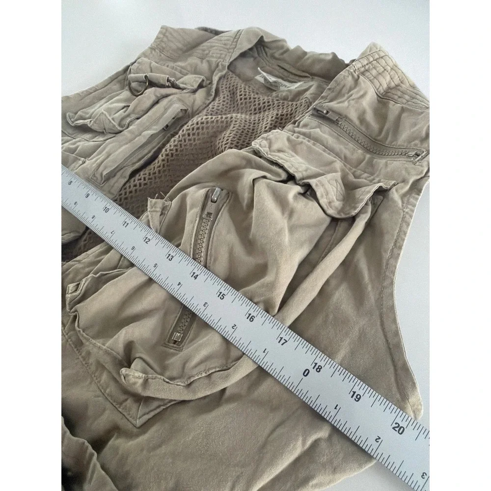 Vintage Banana Republic Safari Travel Vest Tan Multi-Pocket Utility Mens XS